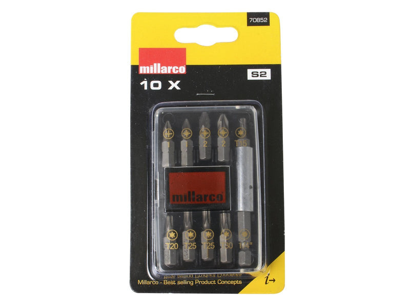 Millarco Bits set S2 steel - 10 pcs.