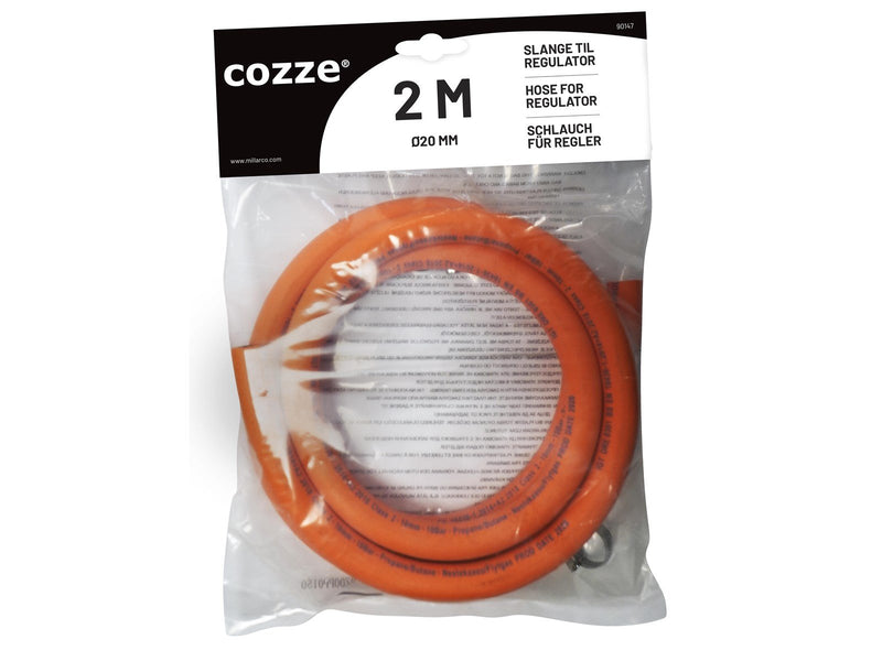 cozze ® Schlauch für Regler, 2,0 m & 2 x Schlauchklemmen für