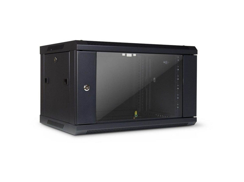 Inter-Tech SMA-6406 Wall Mounted Rack 6U 450mm Load up to 30Kg Glass Door Black RAL9005
