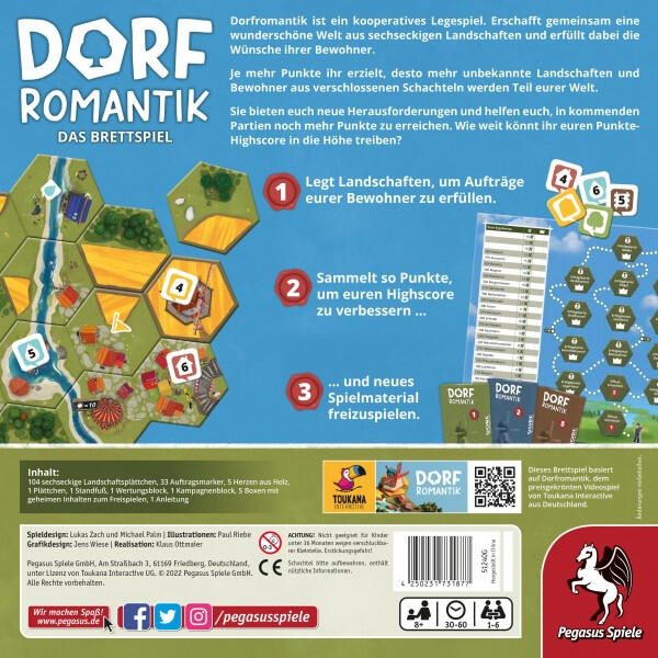 Pegasus Spiele - Brettspiel Dorfromantik - Spiel des Jahres 2023 (51240G)
