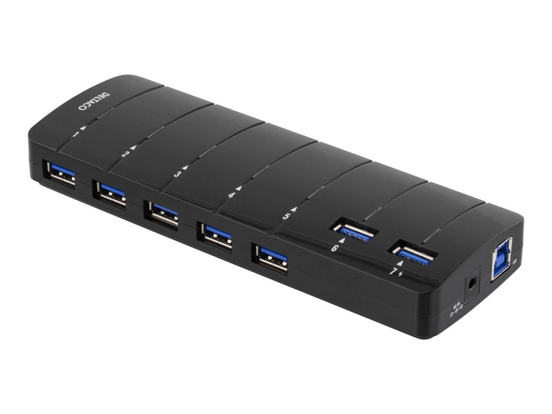 Deltaco USB 3.0 hub 7xType A hun strømadapter USB-Hubs - 7 - Schwarz