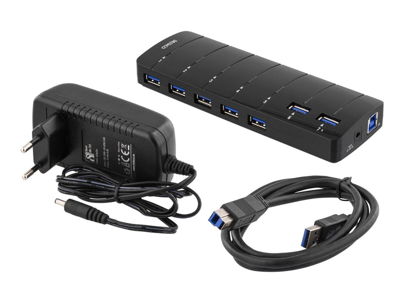 Deltaco USB 3.0 hub 7xType A hun strømadapter USB-Hubs - 7 - Schwarz