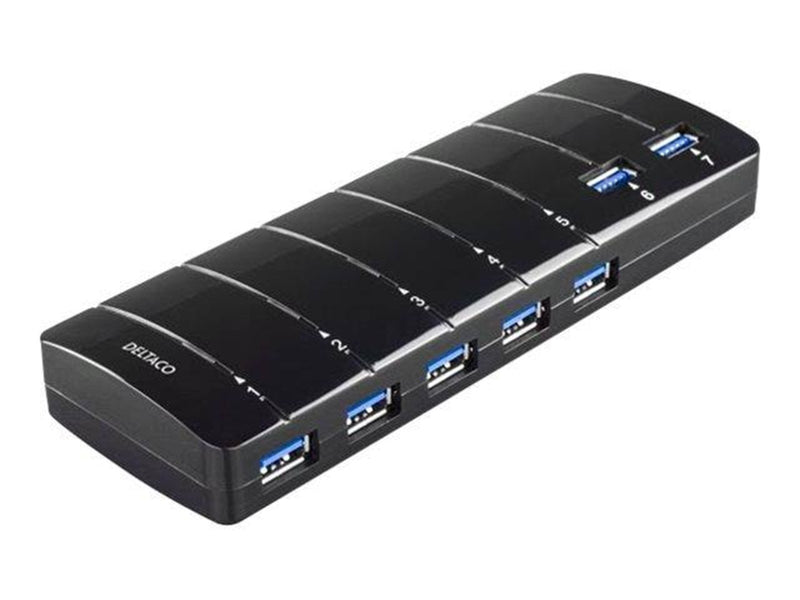Deltaco USB 3.0 hub 7xType A hun strømadapter USB-Hubs - 7 - Schwarz