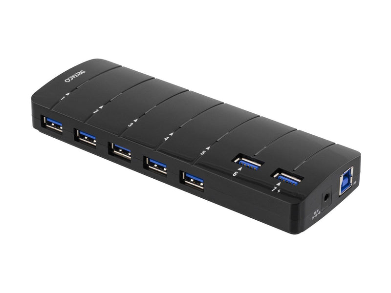 Deltaco USB 3.0 hub 7xType A hun strømadapter USB-Hubs - 7 - Schwarz