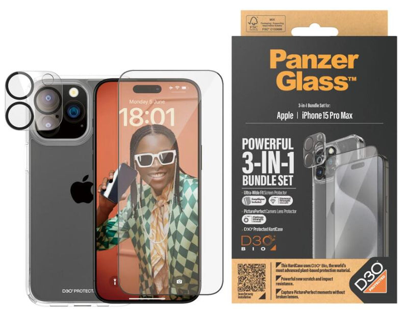PanzerGlass™ 3-in-1 Set für iPhone 15 Pro Max
