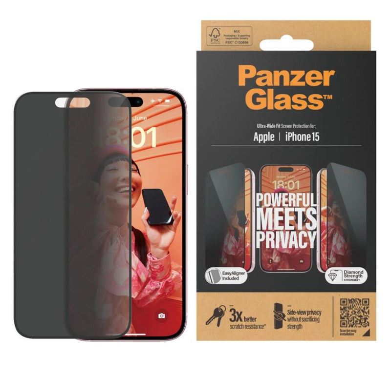 PanzerGlass™ Privacy Displayschutz iPhone 15