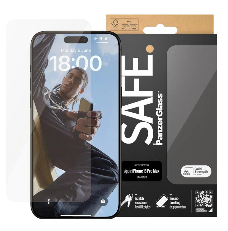 SAFE. by PanzerGlass™ Displayschutz für das Apple iPhone 15 Pro Max - Ultra-Wide Fit