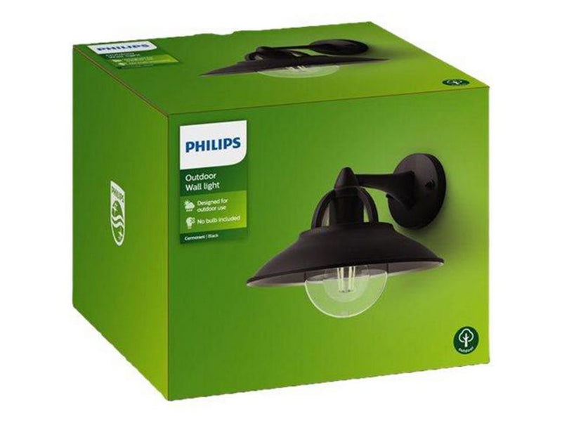 Philips Cormorant wall lantern black 1x42W 230V