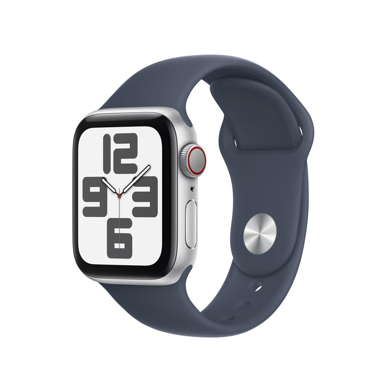 Apple Watch SE (GPS + Cellular) 40mm Aluminiumgehäuse silber, Sportband sturmblau (Größe M/L)