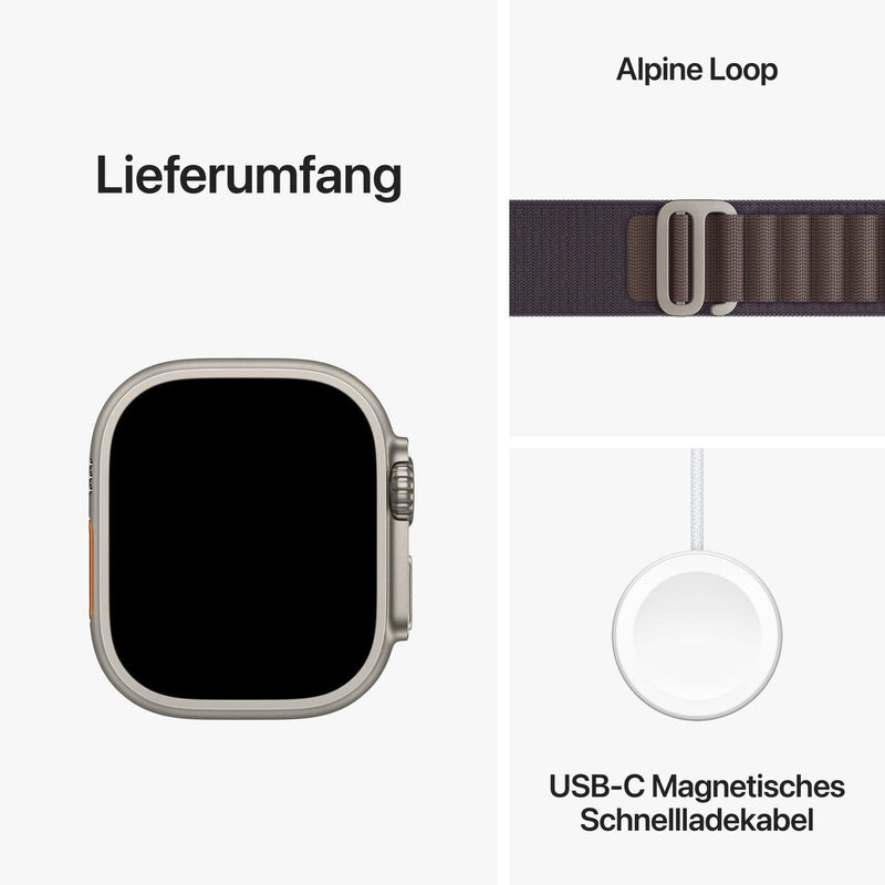 Apple Watch Ultra 2 (GPS + Cellular) 49mm Titaniumgehäuse, Alpine Loop indigo, groß
