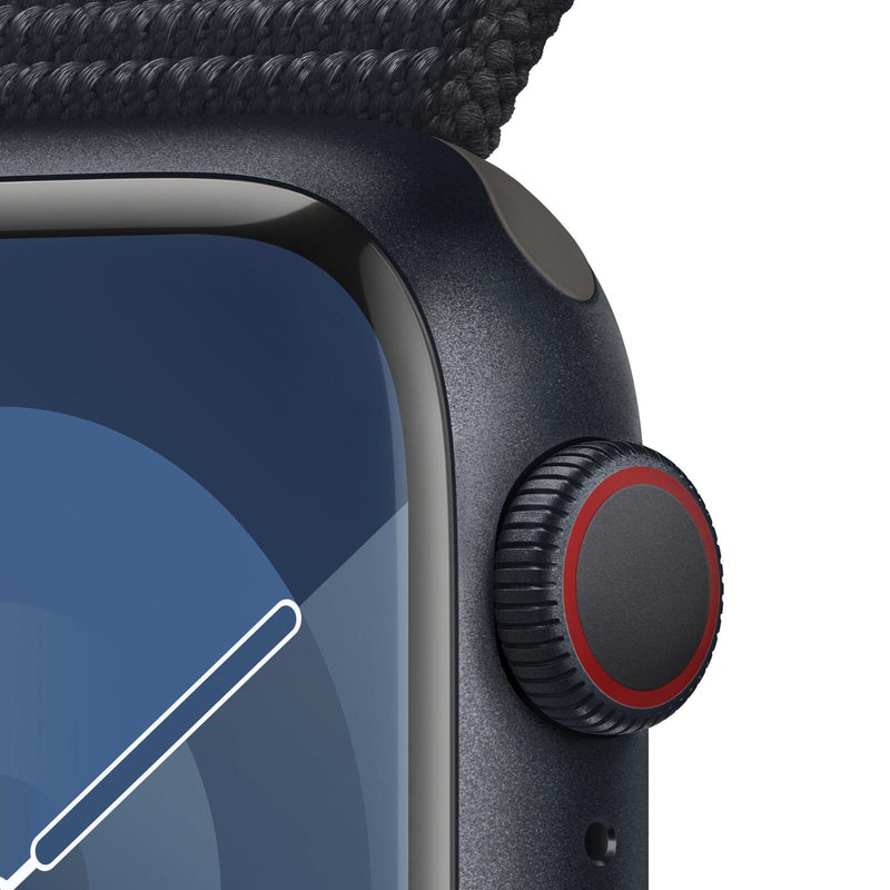 Apple Watch Series 9 (GPS + Cellular) 45 mm Aluminiumgehäuse Mitternacht, Sportband Mitternacht Loop