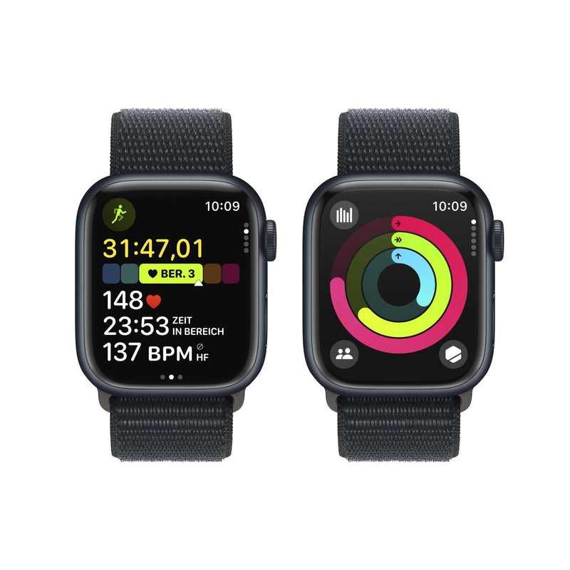 Apple Watch Series 9 (GPS + Cellular) 45 mm Aluminiumgehäuse Mitternacht, Sportband Mitternacht Loop