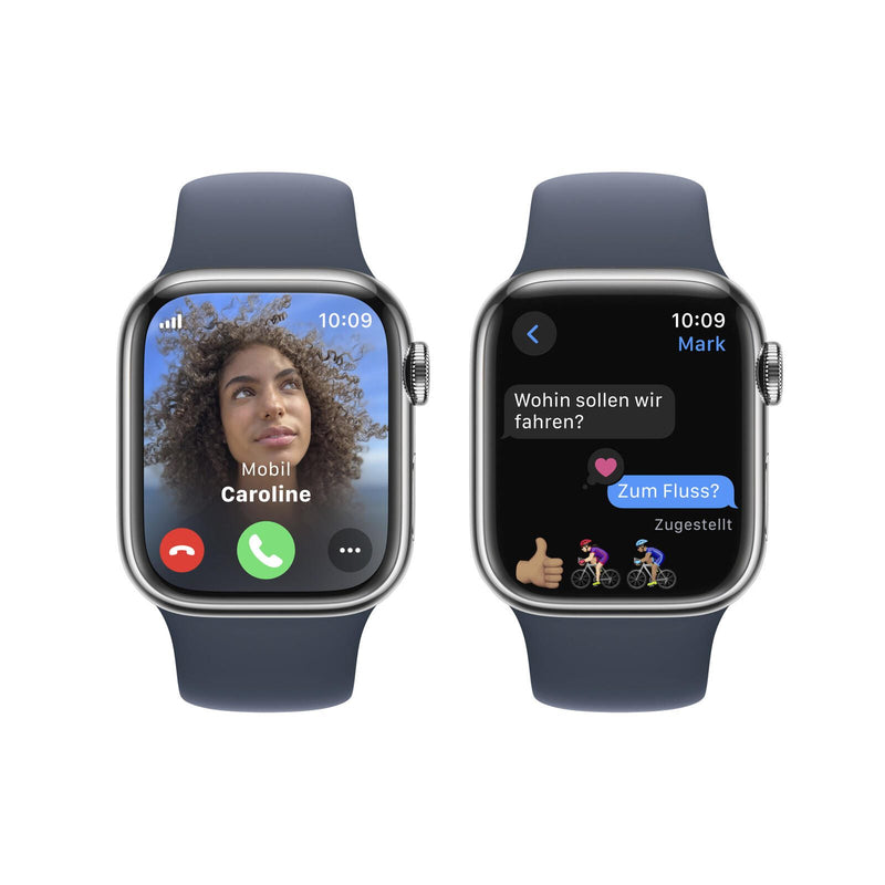Apple Watch Series 9 (GPS + Cellular) 45mm Aluminiumgehäuse silber, Sportband sturmblau M/L