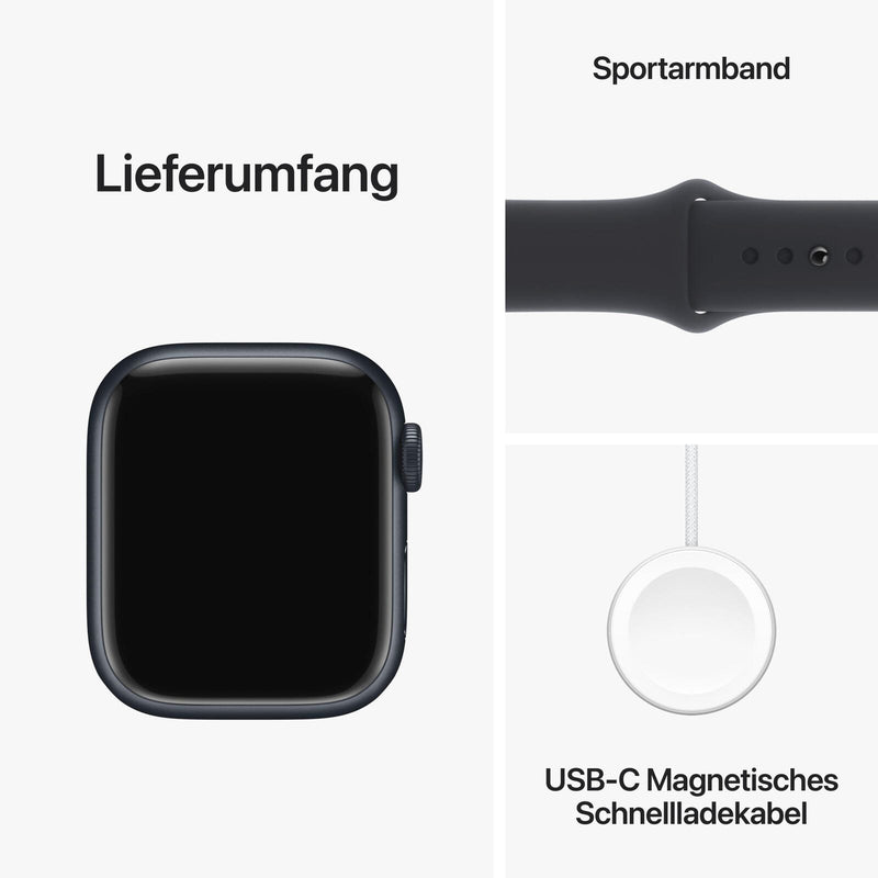 Apple Watch Series 9 (GPS) 41mm Aluminiumgehäuse mitternacht, Sportband mitternacht, M/L