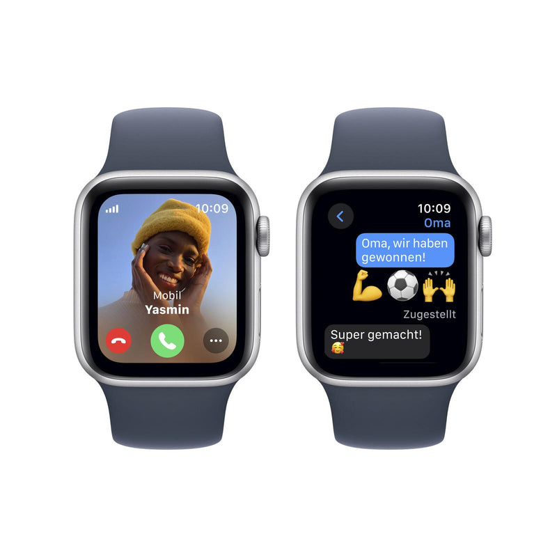Apple Watch SE (GPS + Cellular) 40mm Aluminiumgehäuse silber, Sportband sturmblau (Größe S/M)