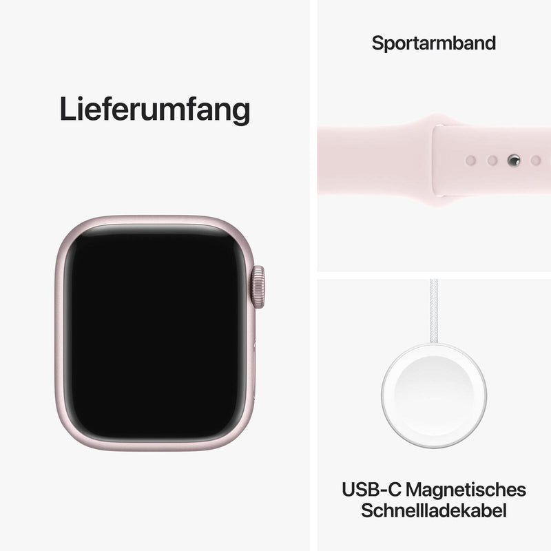 Apple Watch Series 9 (GPS) 41mm Aluminiumgehäuse pink, Sportband pink, M/L