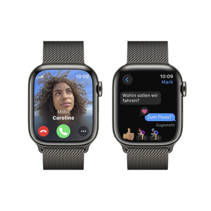 Apple Watch Series 9 (GPS + Cellular) 45mm Edelstahlgehäuse graphite, Milanese Loop grapite