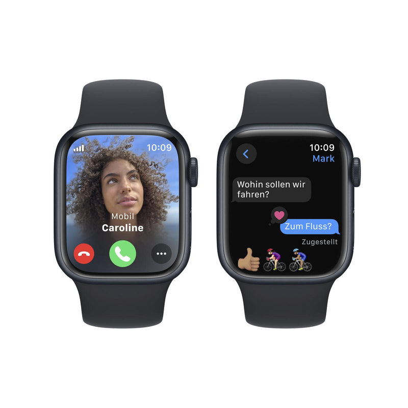 Apple Watch Series 9 (GPS) 41mm Aluminiumgehäuse mitternacht, Sportband mitternacht, S/M