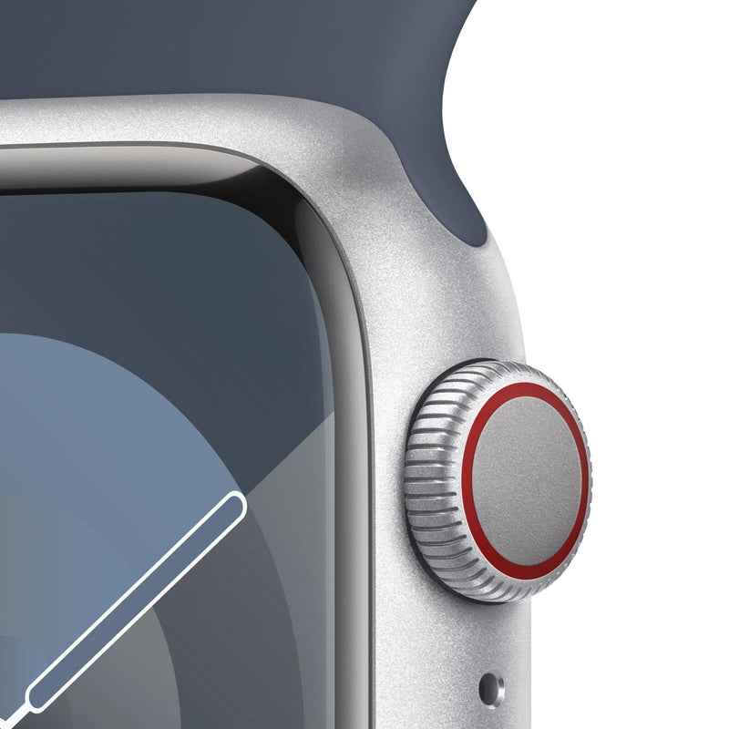 Apple Watch Series 9 (GPS + Cellular) 41mm Aluminiumgehäuse silber, Sportband sturmblau S/M