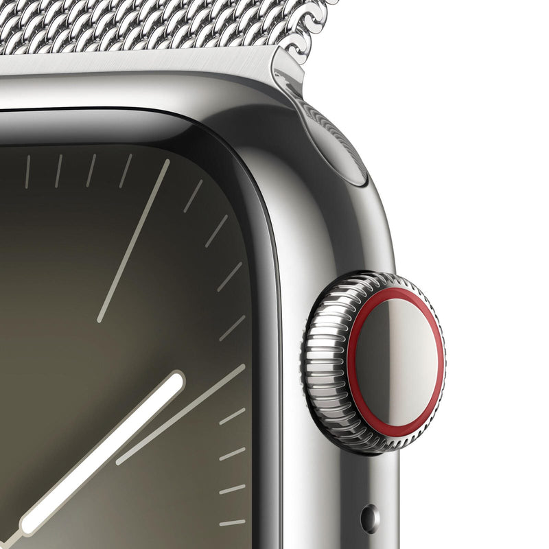 Apple Watch Series 9 (GPS + Cellular) 45mm Edelstahlgehäuse silber, Milanese Loop silber