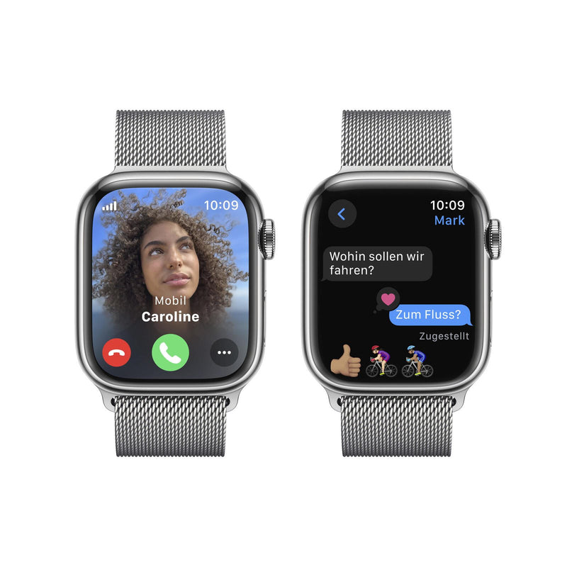 Apple Watch Series 9 (GPS + Cellular) 45mm Edelstahlgehäuse silber, Milanese Loop silber