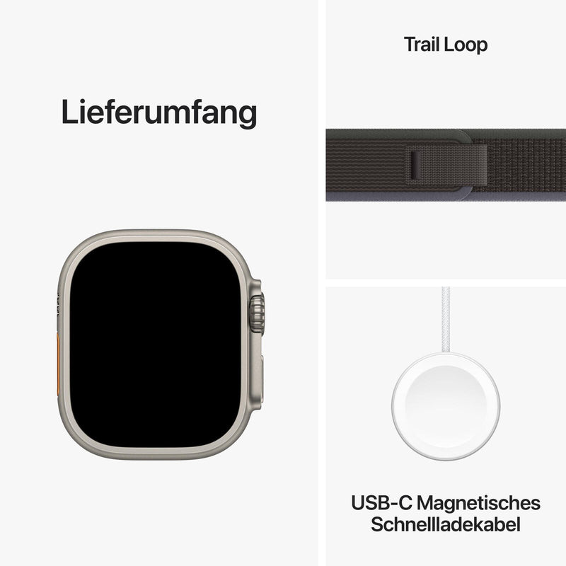 Apple Watch Ultra 2 (GPS + Cellular) 49mm Titaniumgehäuse, Trail Loop blau/schwarz, S/M