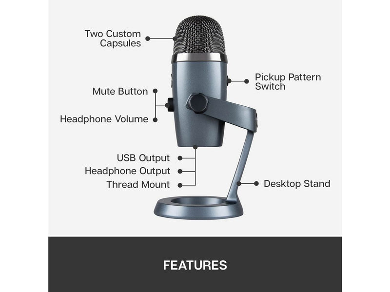 Blue Mic Yeti Nano USB Microphone for Mac and PC - Shadow Grey