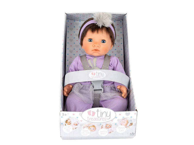 Tiny Treasures Dark Hair Baby Doll Purple Outfit