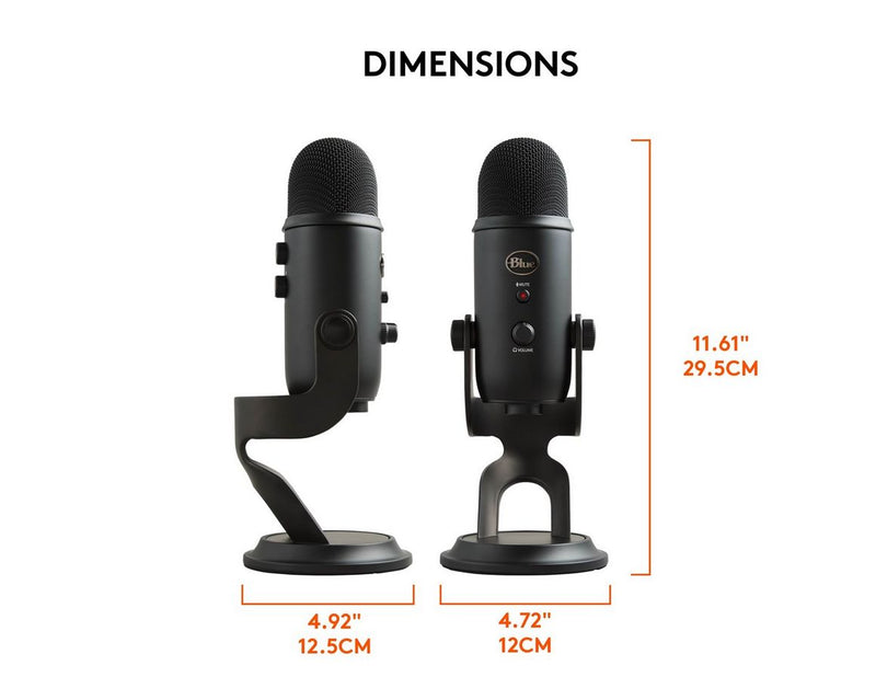 Blue Mic Yeti USB - Blackout - Microphone for Windows PC and Mac
