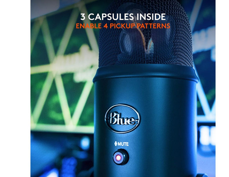 Blue Mic Yeti USB - Blackout - Microphone for Windows PC and Mac