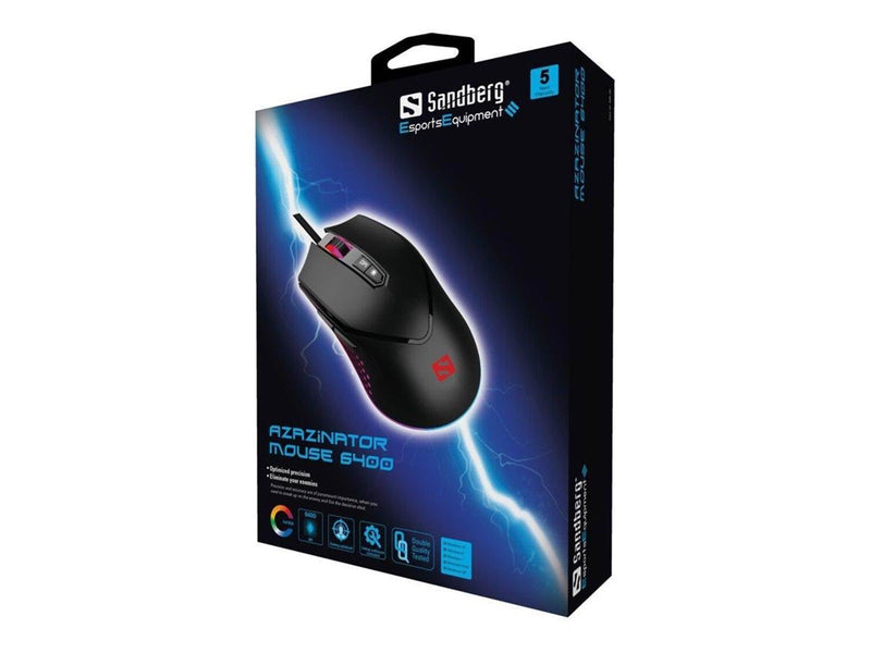 Sandberg Azazinator Mouse 6400 - Maus (Schwarz)
