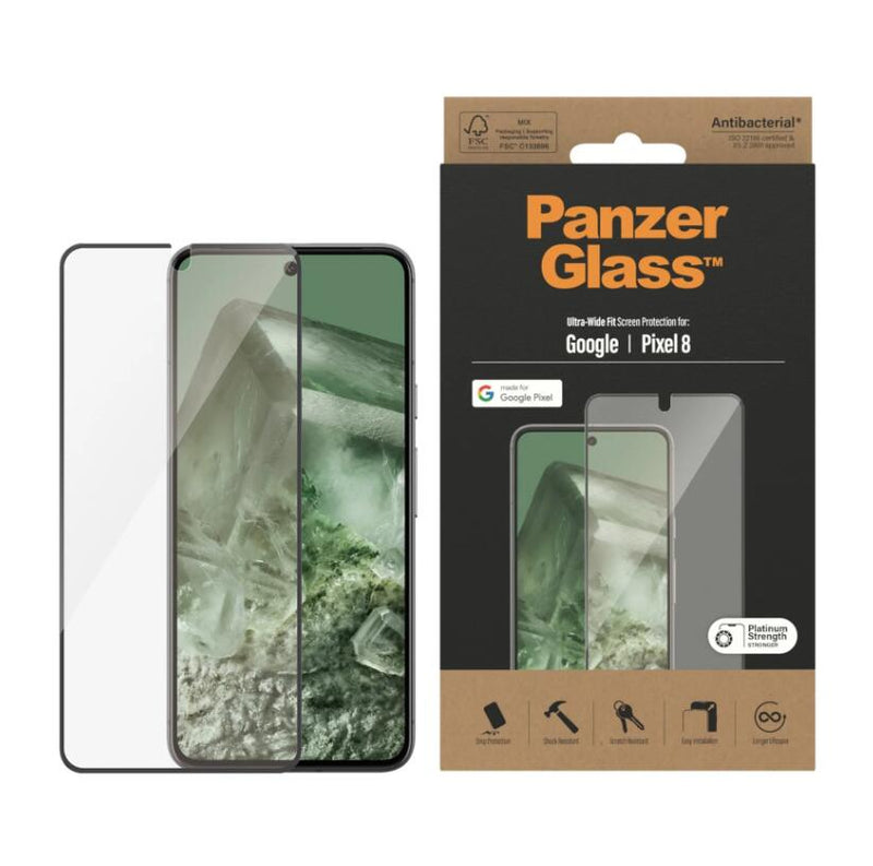 PanzerGlass™ Displayschutzfolie für das Google Pixel 8 (Ultra-Wide-Fit)