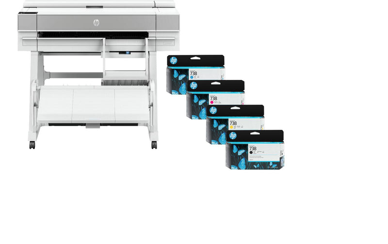 HP DesignJet T950 Tintenstrahl-Großformatdrucker Plotter inklusive zusätzlichem HP Tintenset 738