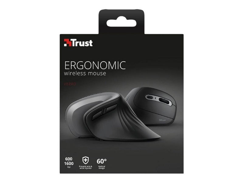 Trust Verro Ergonomic Wireless Mouse - Vertical mouse (Schwarz)