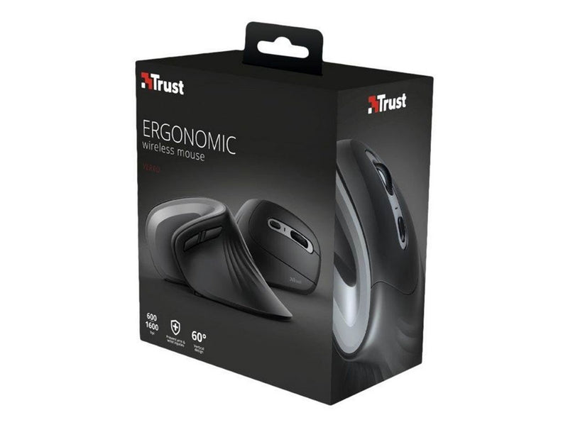 Trust Verro Ergonomic Wireless Mouse - Vertical mouse (Schwarz)