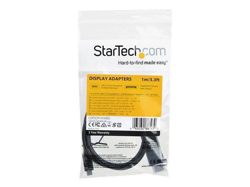StarTech.com 3.3 ft. (1 m) USB C to DisplayPort 1.4 Cable - Bidirectional - USB / DisplayPort cable - 1 m