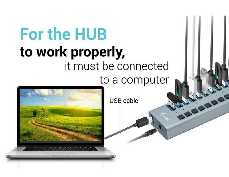 I-Tec USB-A Charging HUB 10 port + Power Adapter 48 W USB-Hubs - 10 - Grau