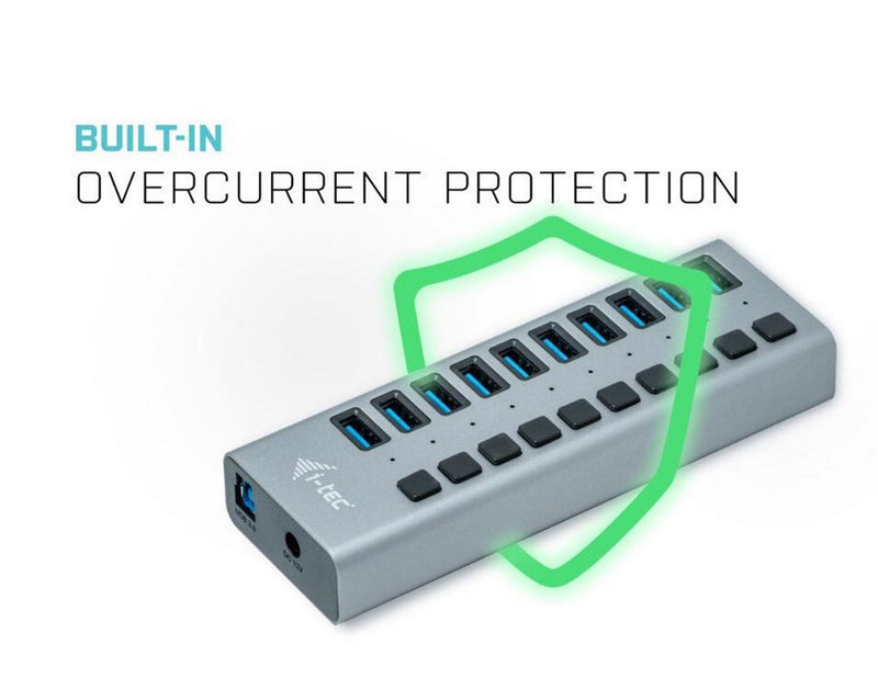 I-Tec USB-A Charging HUB 10 port + Power Adapter 48 W USB-Hubs - 10 - Grau