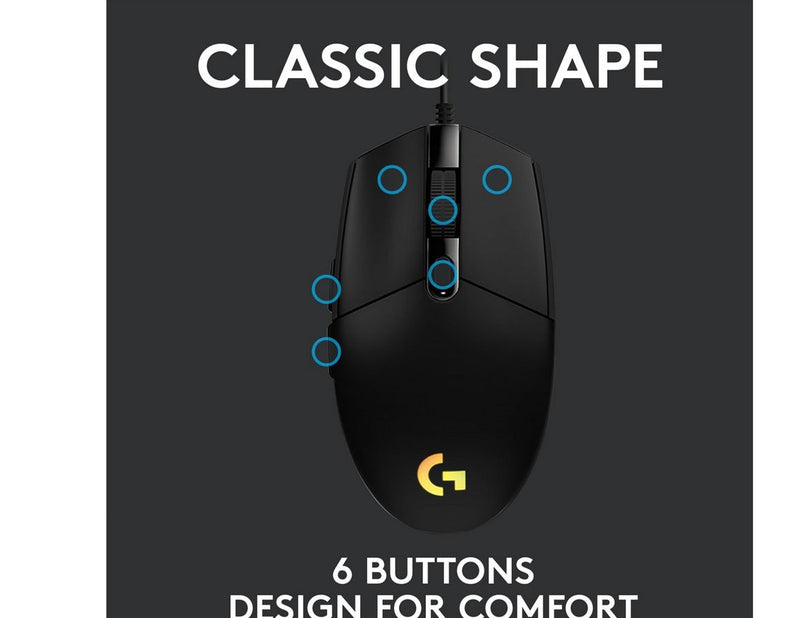 Logitech G203 LIGHTSYNC - Black - Gaming Maus (Schwarz mit RGB)