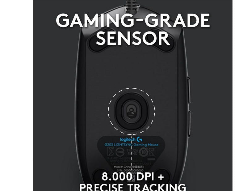 Logitech G203 LIGHTSYNC - Black - Gaming Maus (Schwarz mit RGB)