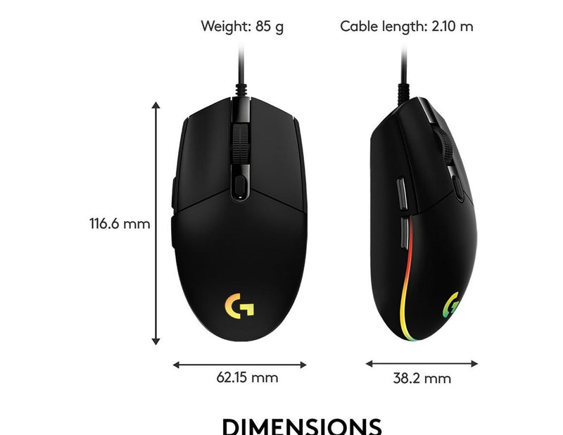 Logitech G203 LIGHTSYNC - Black - Gaming Maus (Schwarz mit RGB)