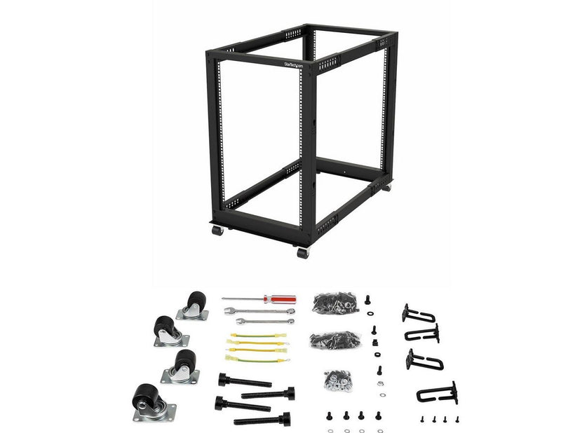 StarTech.com 4POSTRACK18U - 18U Open Cabinet Rack with Wheels