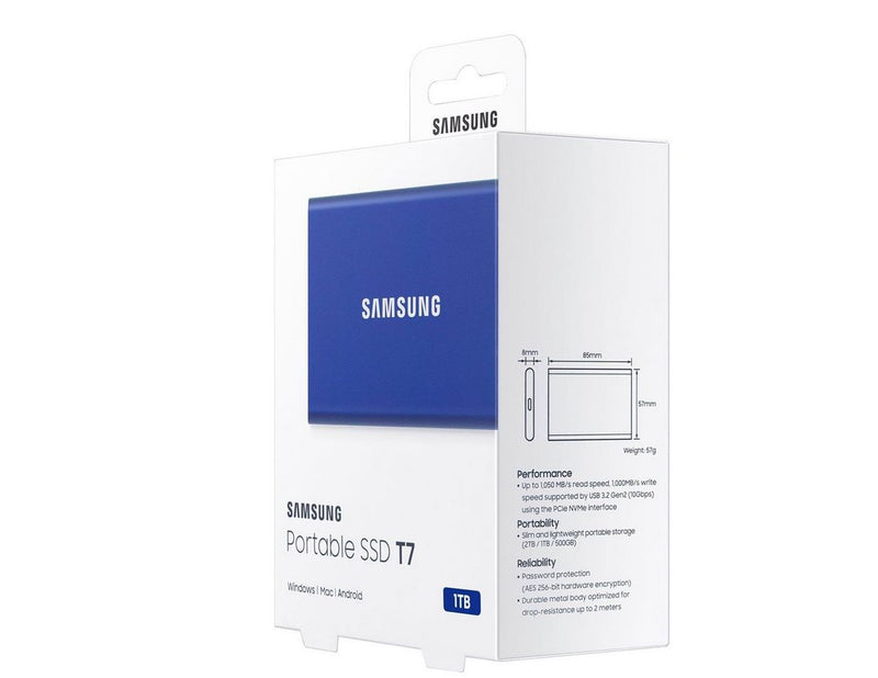 Samsung Portable SSD T7 - 1TB - Blau - Extern SSD - USB 3.2 Gen 2