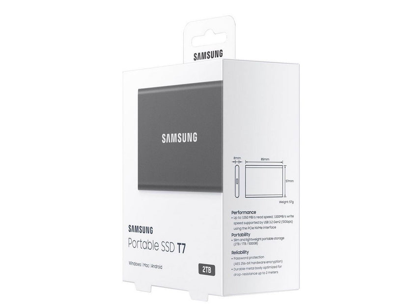 Samsung Portable SSD T7 - 2TB - Grau - Extern SSD - USB 3.2 Gen 2