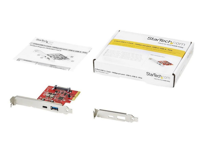 StarTech.com 2-Port 10Gbps USB-A & USB-C PCIe Card Adapter - USB 3.1 Gen 2 PCI Express Expansion Add-On Card - Windows macOS Linux - USB adapter