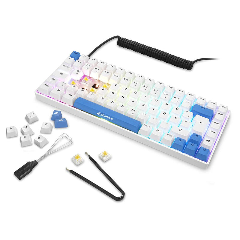 Sharkoon SKILLER SGK50 S3 PBT White Gaming-Tastatur, Gateron G Pro 3.0 Yellow