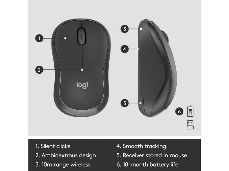 Logitech MK295 Silent Wireless Combo - US - Tastatur & Maus Set - Universal - Schwarz