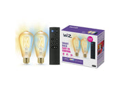 WiZ ST64 E27 Amber Smart Filament Bulb 2-Pack with Remote - Dimmable warm-to-cold White LED