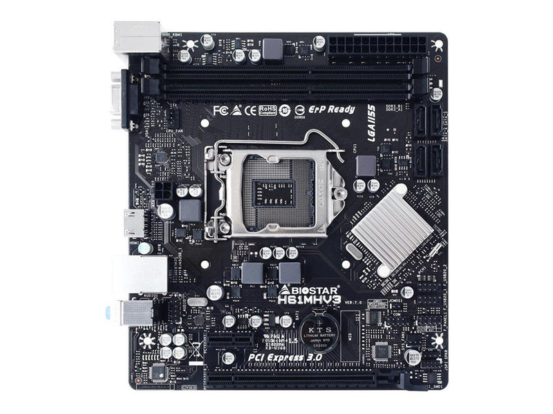 BIOSTAR H61MHV3 Mainboard - Intel H61 Express - Intel LGA1155 socket - DDR3L (Low Voltage) RAM - Micro-ATX