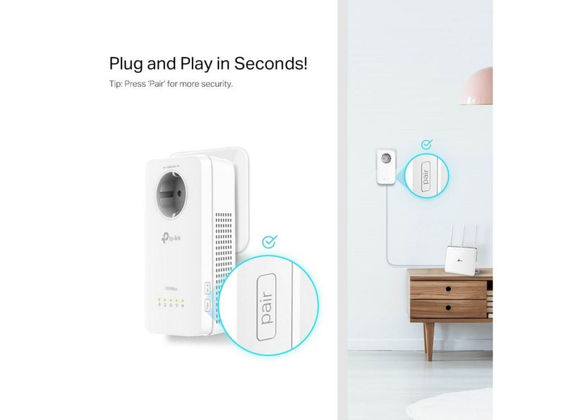 TP-Link TL-WPA8631P AV1300 Gigabit Passthrough Powerline AC Wi-Fi Extender (1-Pack) Homeplugs